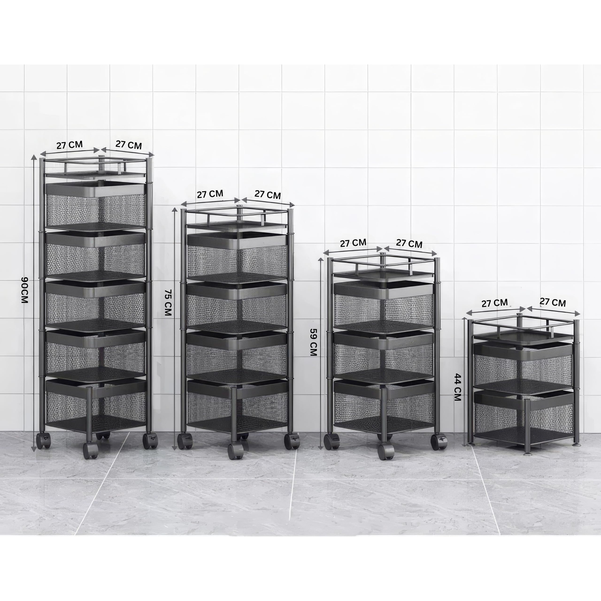 KWER Kitchen Trolley Square Onion Baskets for Storage Layer-3 Kitchen Accessories Items and Vegetable Basket for Kitchen Organiz